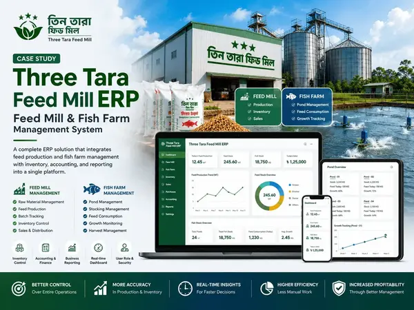 Three Tara Feed Mill & Fish Farm ERP Management System — Case study software case study by Code Bondhu IT